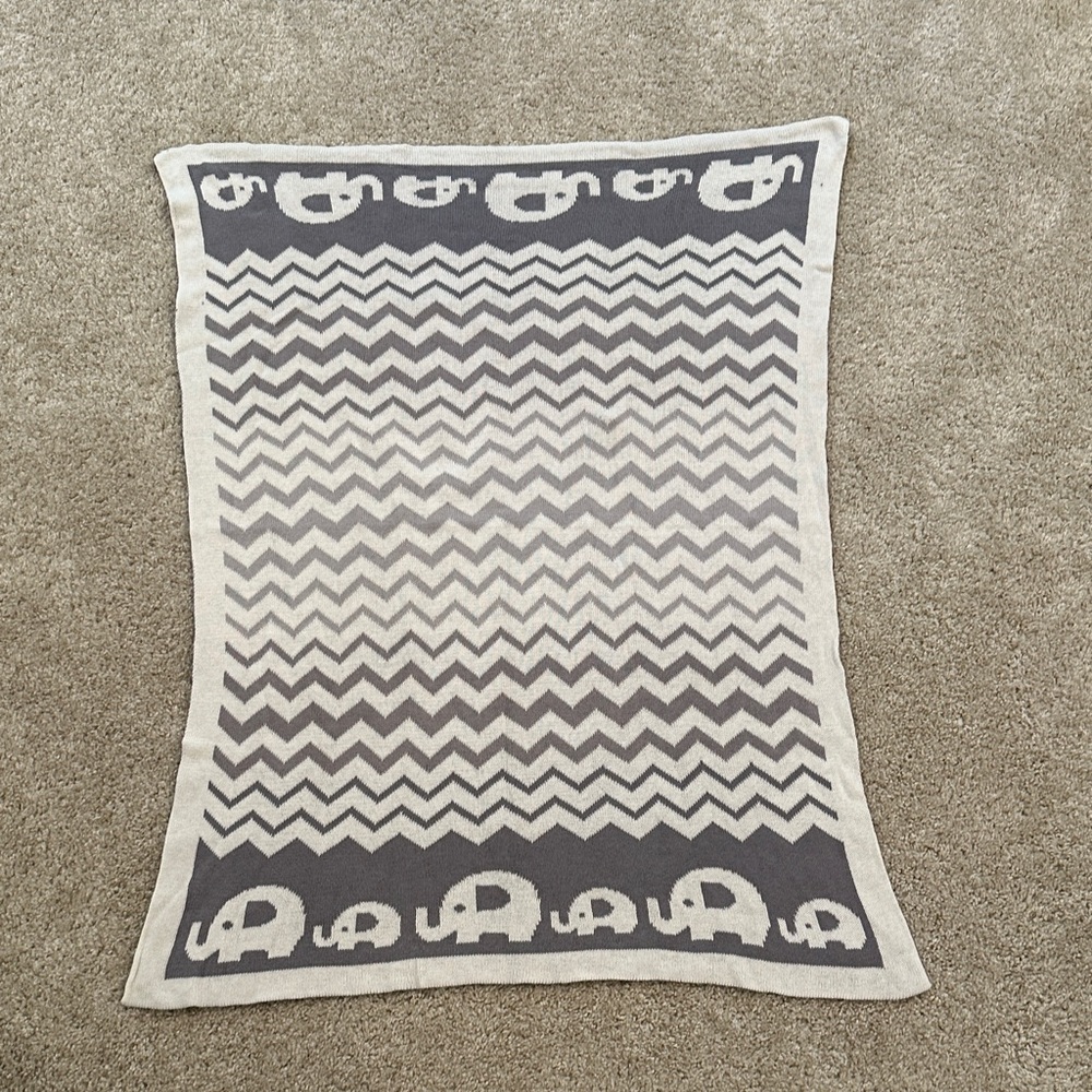 Gray and White Elephant Blanket